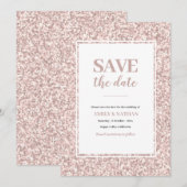 Sauvegarder la date Invitation Rose Poussiéreux (Devant / Derrière)