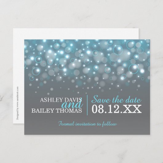 Sauver la date bulles de champagne carte de mariag (Devant / Derrière)