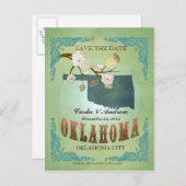 Sauver la date - Carte de l'Oklahoma avec de beaux (Devant / Derrière)