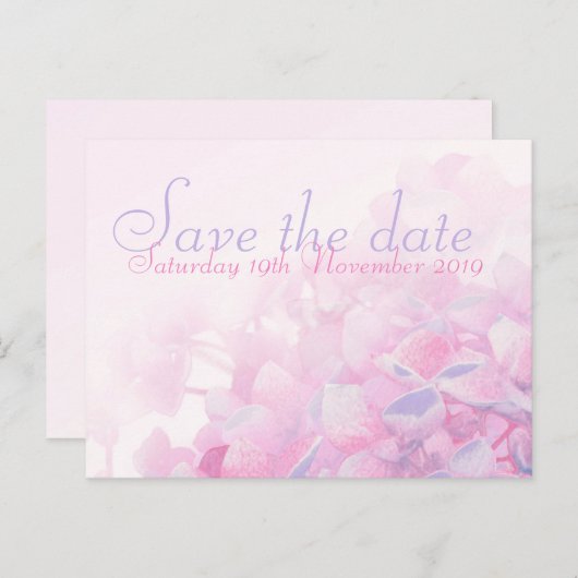 Sauver la date carte de mariage hortensia rose vio (Devant / Derrière)
