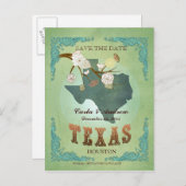 Sauver La Date - Carte Du Texas Avec De Beaux Oise (Devant / Derrière)