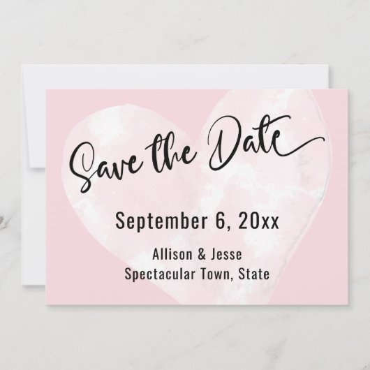 Sauver la date Cœur d'aquarelle blanche sur carte (Devant)
