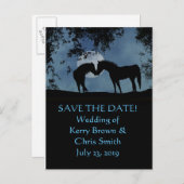 Sauver la Date deux Chevaux au Clair de Lune Carte (Devant / Derrière)