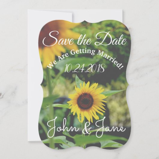 Sauver la Date Invitation de Mariage Tournesol (Devant)