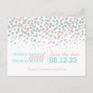 Sauvez la carte de mariage de corail turquoise de