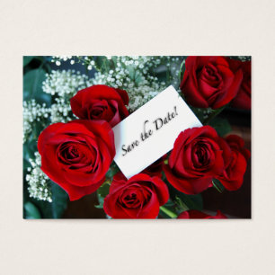 Sauvez la carte de roses rouges de carte de visite