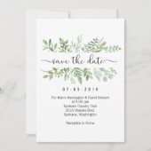 Sauvez la carte d'invitation de verdure de date (Devant)