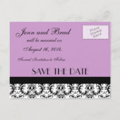 Sauvez la carte lilas de damassé de monogramme de (Dos)