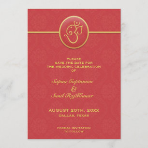 Sauvez la carte plate de style indien de date