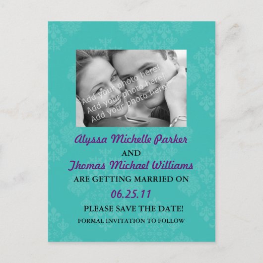 Sauvez la carte postale de date avec votre photo (Devant)