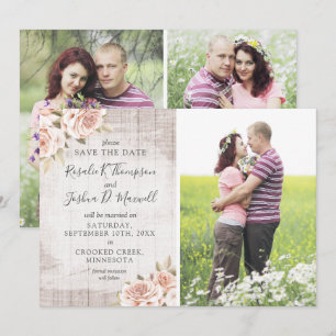 Sauvez la date Cartes photo 4 Roses Romantiques Ru