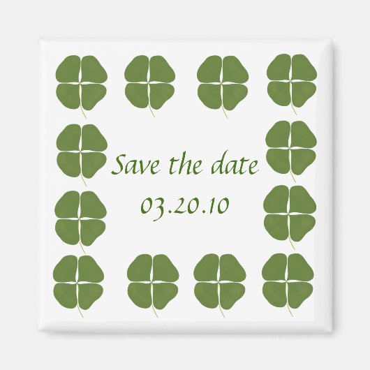Sauvez la date, magnets frontaliers Shamrock verts (Devant)