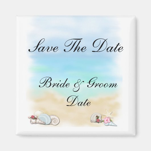 Sauvez la date Seashells Beach Magnets de mariage (Devant)