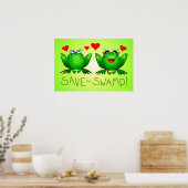 Sauvez la grenouille de marais Aimer Poster vert (Cuisine)