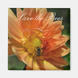 Sauvez les abeilles… Aimant de dahlia de pêche