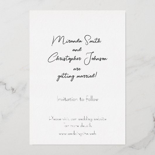 Sauvez les dates Foil Invitation (Verso)