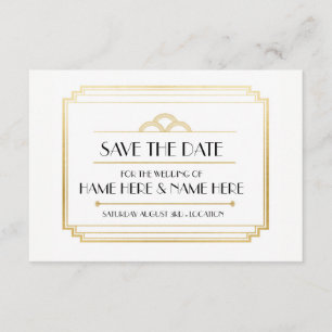 Sauvez les invitations d'or de noce d'art déco de