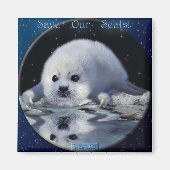 "SAUVEZ NOS PHOQUES !" Magnet d'art (Devant)