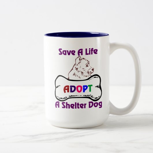 Sauvez une vie Adoptez un abri chien Mug (Droit)