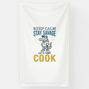 Savage Cook Alligator Vintage Gravure Grafisch_1 Spandoek
