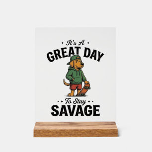 Savage Dog Vintage Gravure T-Shirt Ontwerp_1 Acryl Bord