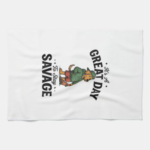 Savage Dog Vintage Gravure T-Shirt Ontwerp_1 Theedoek