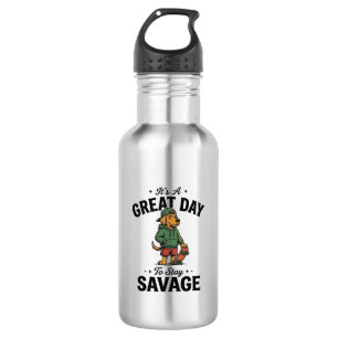 Savage Dog Vintage Gravure T-Shirt Ontwerp_1 Waterfles