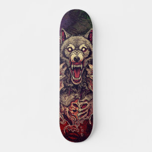 Savage Multi-Headed Demon Wolf Kunst Skateboard
