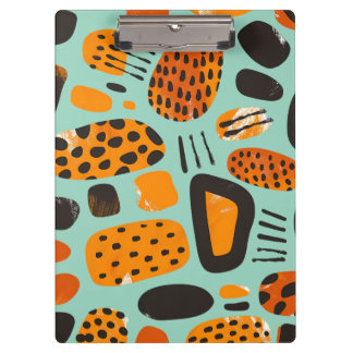 Savanna Pop: Tribal Vibes in Sinaasappel en zwart Klembord