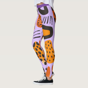 Savanna Pop: Tribal Vibes in Sinaasappel en zwart Leggings