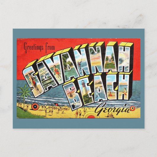 Savannah Beach Georgia 2 Ansichtkaart Briefkaart (Voorkant)