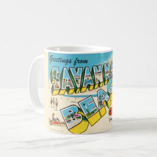 Savannah Beach Géorgie Salutation Mug (Devant gauche)