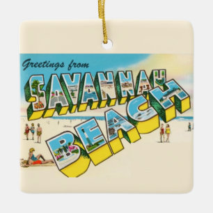 Savannah Beach Welkomst Ansichtkaart Ornament
