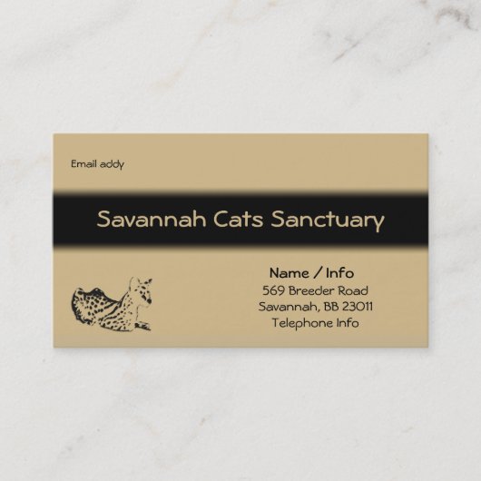 Savannah Carte de visite de chat / Personnaliser (Devant)