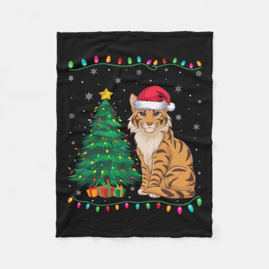 Savannah Cat Santa Hat Mannen Vrouwen Kinder Kerst Fleece Deken (Voorkant)