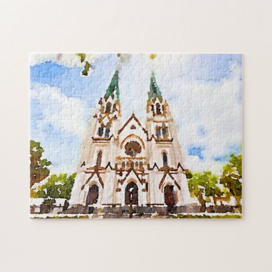 Savannah Cathedral Watercolor Photo Puzzle (Horizontal)