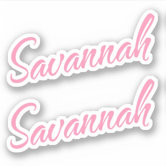 Savannah Decoratieve Naam in Roze x2 Sticker (Voorkant)
