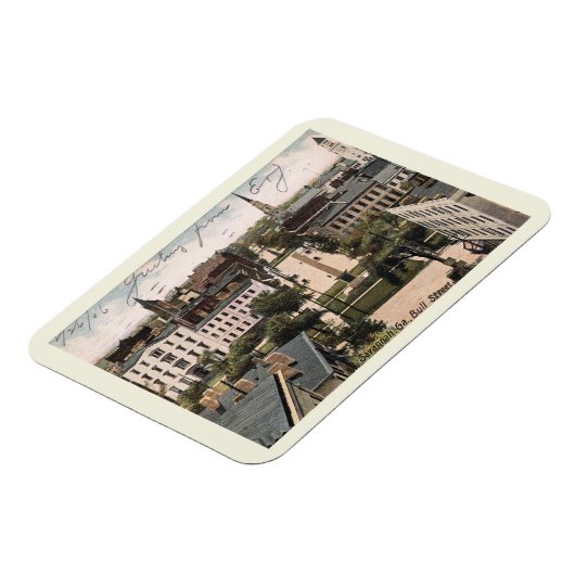 Savannah GA, Bull St Uitzicht, 1906 Magneet (Linkerzijde)