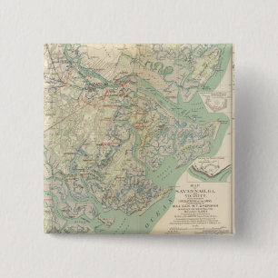 Savannah, Ga en omgeving Vierkante Button 5,1 Cm