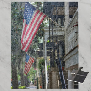 Savannah GA Patriotic Flags Jones St Photographic Legpuzzel
