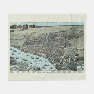 Savannah Georgia 1891 Birds Eye Uitzicht  kaart Fleece Deken