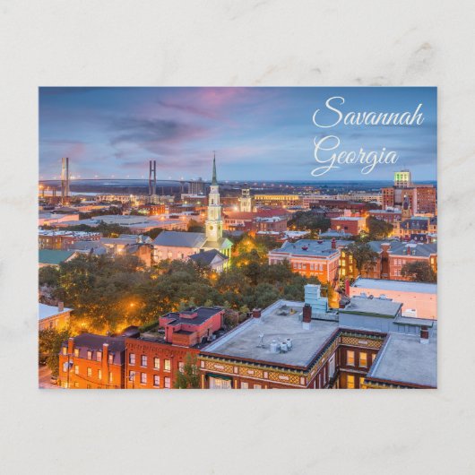 Savannah, Georgia Downtown View at Sunset  Briefkaart (Voorkant)
