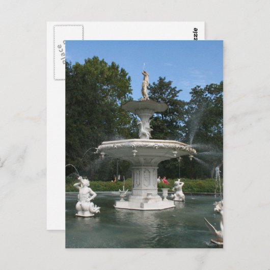 Savannah Georgia Forsyth Fountain Briefkaart (Voorkant / Achterkant)