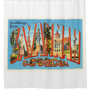Savannah Georgia GA Old Vintage Travel Souvenir Douchegordijn