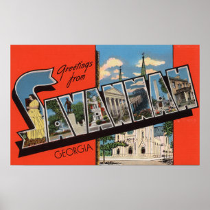 Savannah, Georgia - Grote Letter Scenes 2 Poster