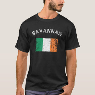 SAVANNAH GEORGIA Iers Amerikaans Vlag Badge T-shirt