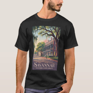 Savannah Georgia Illustration Travel Art Vintage T-shirt
