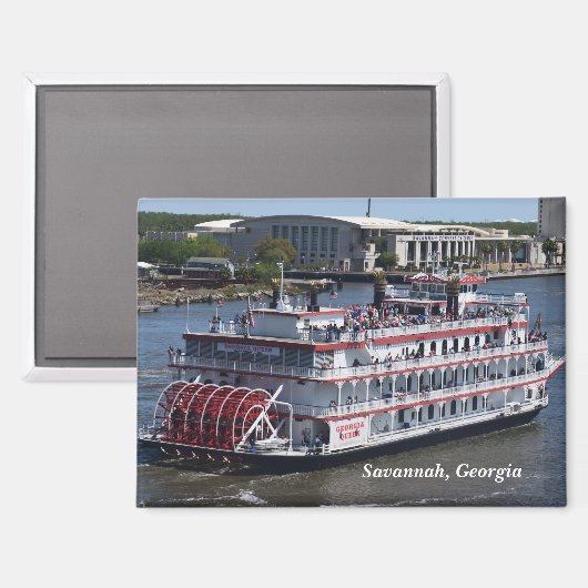 Savannah, Georgia Riverboat briefkaart Magneet (Voorkant / Achterkant)