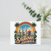 Savannah Georgia Skyline Briefkaart (Staand voorkant)