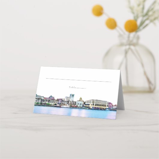 SAVANNAH Georgia Skyline Guest Name Place card (Voorkant)